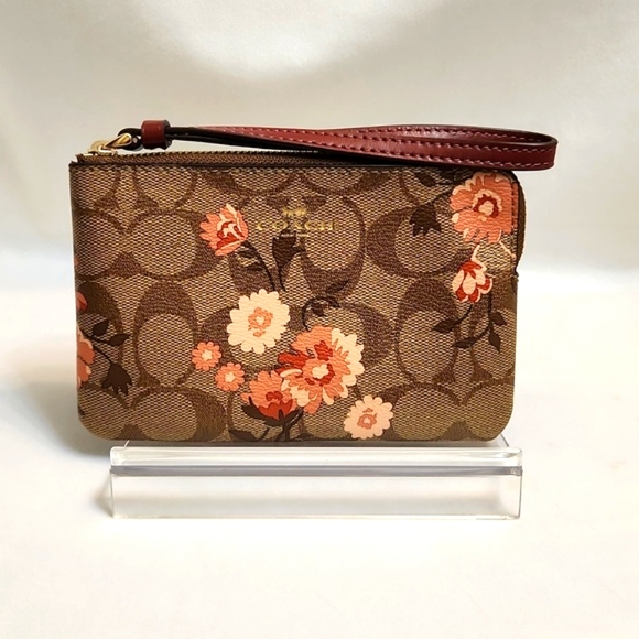 Coach Handbags - Coach Signature Canvas Leather Floral Print wristlet